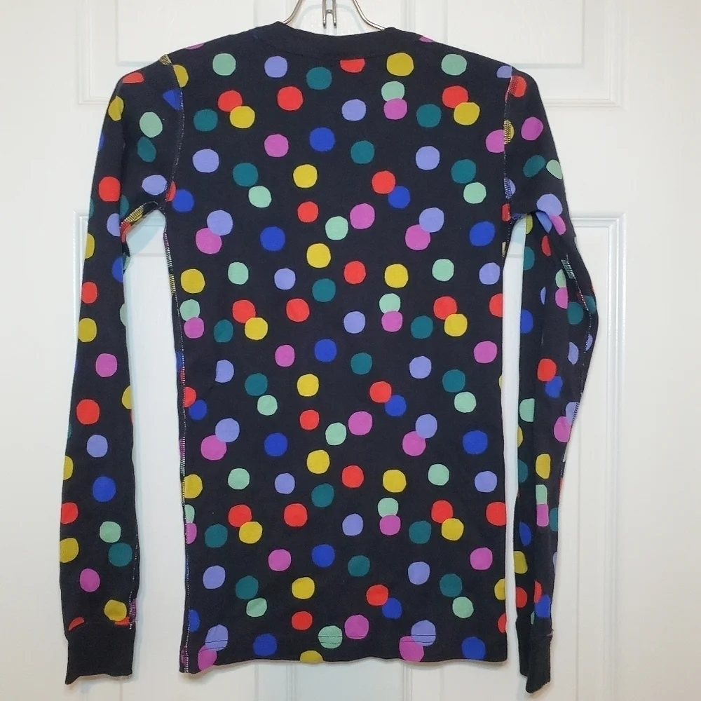 Hanna Andersson Long John Pajamas 14 160 Girls Rainbow Polka-dot Black PJ Set